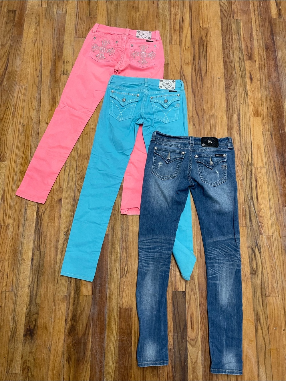 Rock Revival Women's Skinny Jeans - Blue, Pink & Turquoise (Set of 3)
